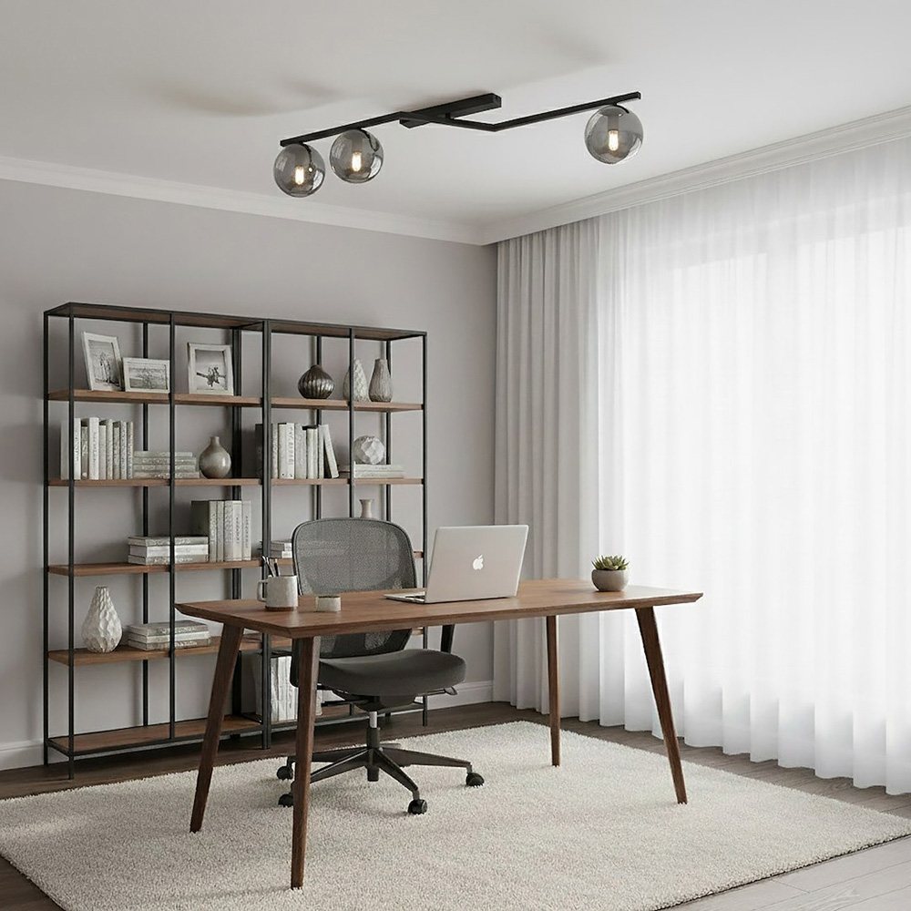 Emibig Nation 3 Light Graphite Shade Black Ceiling Lamp Image 2