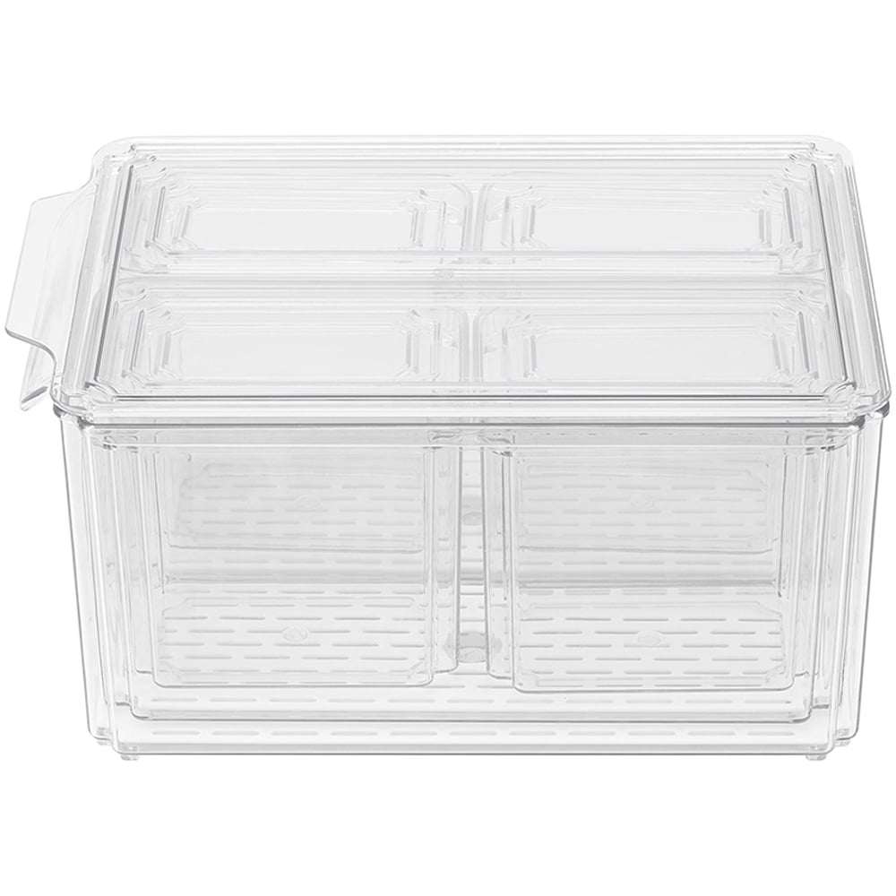 Living and Home Clear Stackable Fridge Organiser Storage Box Set with Draining Board 7 Pack Image 2