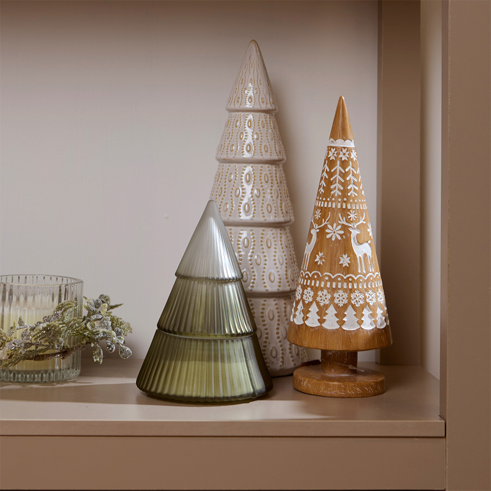 Scandi Wood Effect Tree Decoration Natural Image 2
