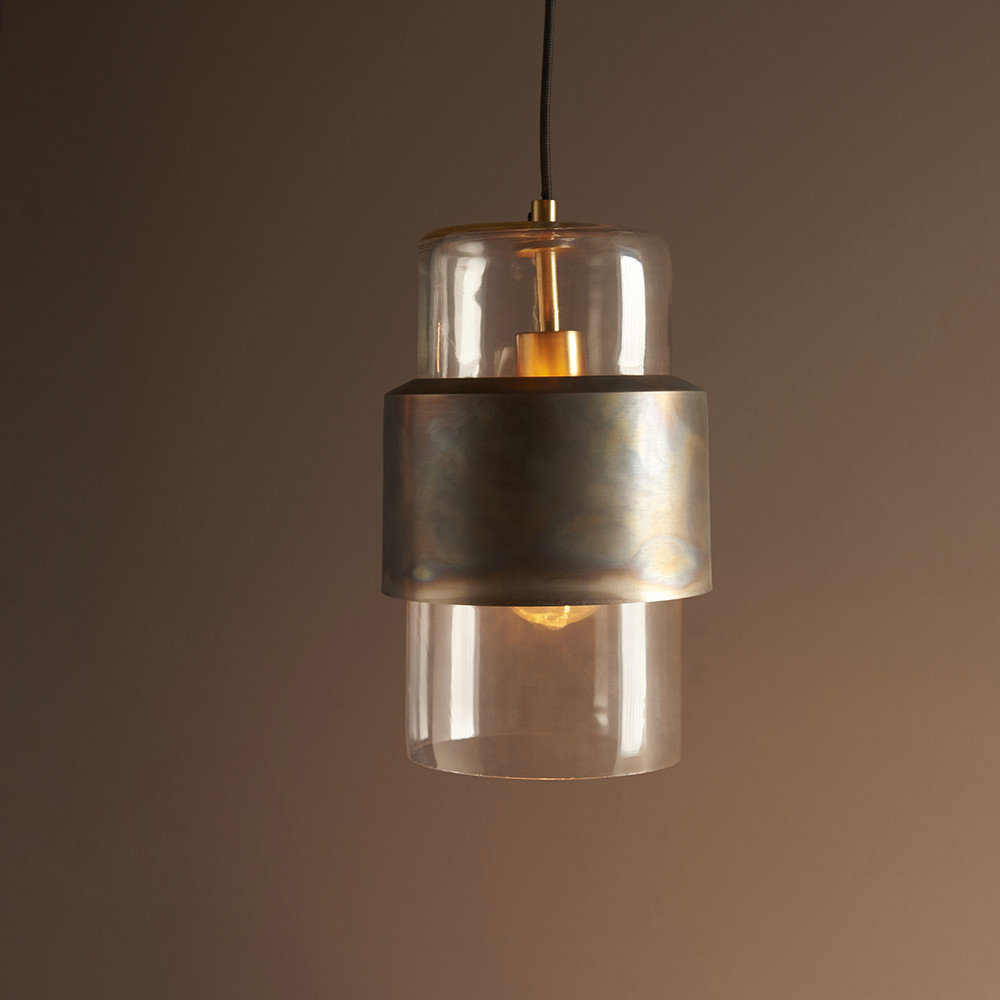 Merano Palermo Bronze Patina and Clear Glass Pendant Ceiling Light Image 4