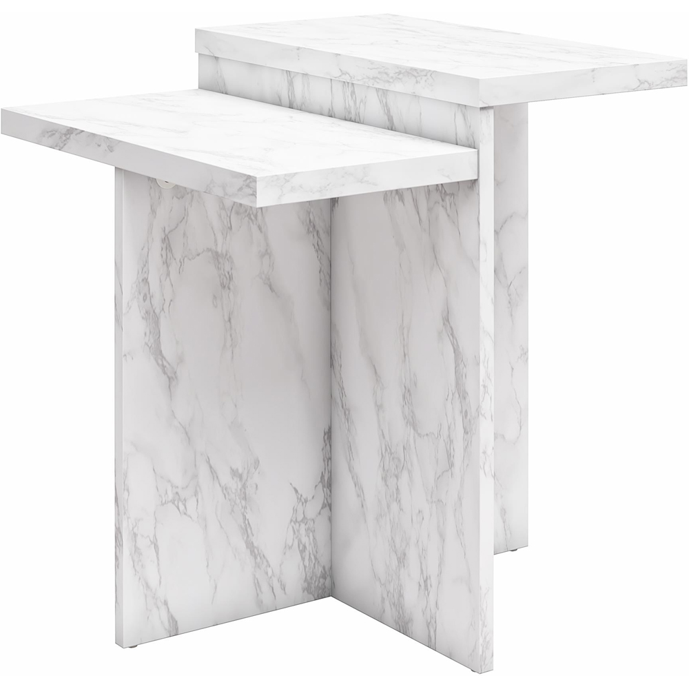 Dorel Home Brielle White Faux Marble Accent Table Image 2