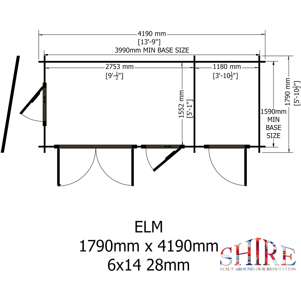 Shire Elm 6 x 14ft Contemporary Style Dual-Purpose Pent Log Cabin with Integral Storage Image 7