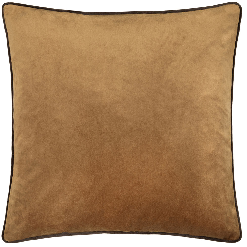 Furn Meridian Caramel and Chocolate Velvet Cushion 45 x 45cm Image 1