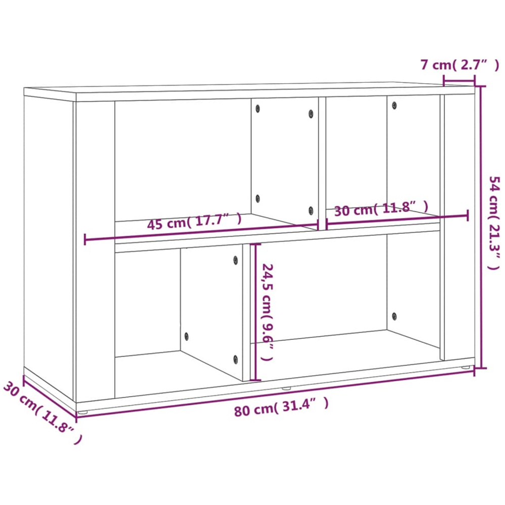 vidaXL 4 Open Shelf Sonoma Oak Sideboard Image 9