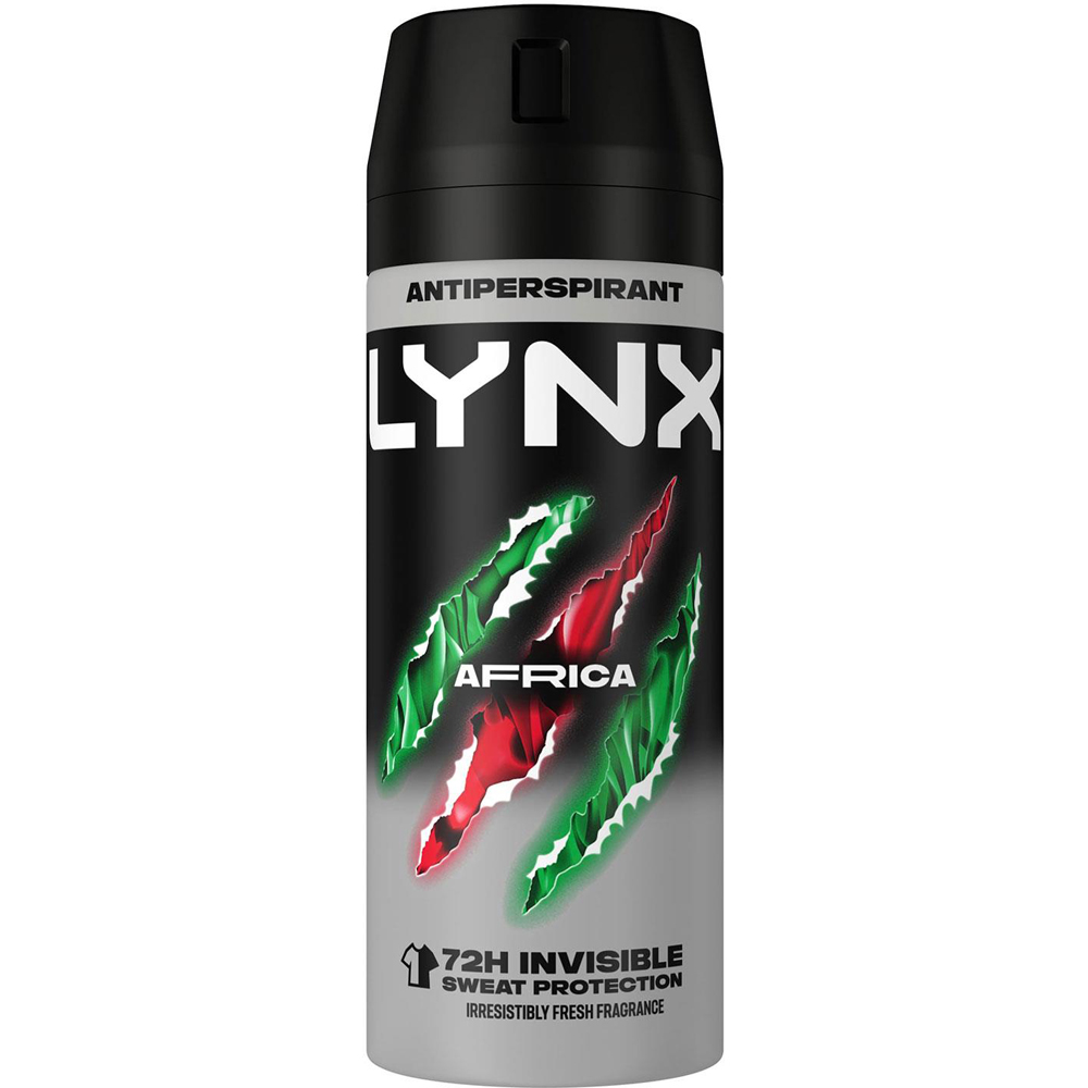 Lynx Africa 72H Invisible Sweat Protection Anti-Perspirant Aerosol Deodorant Spray 150ml 6 Pack Image 2
