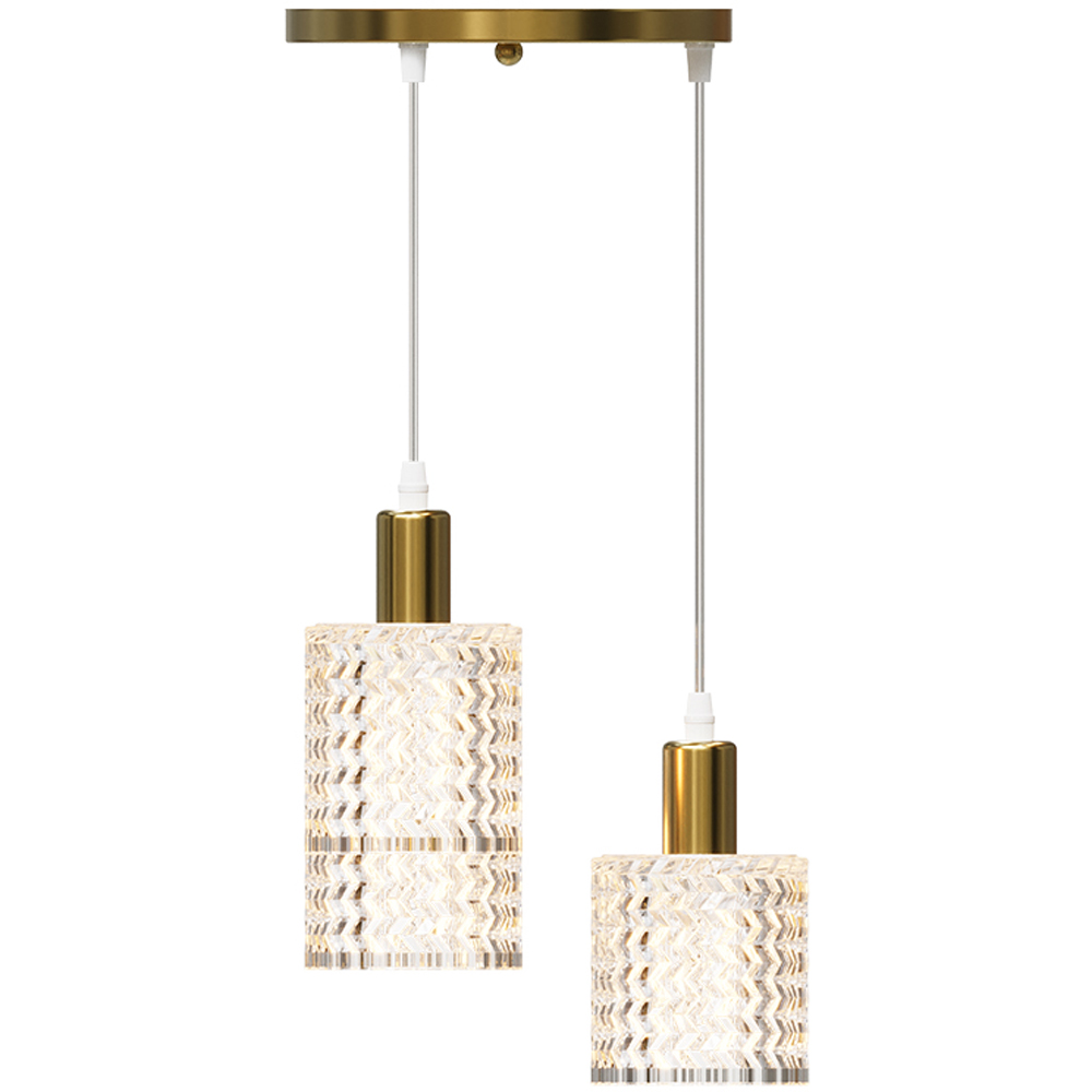 Living and Home 3 Light Gold Clear Glass Shade E27 Pendant Light Image 6