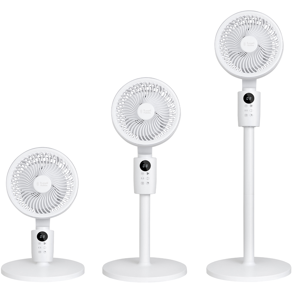Russell Hobbs 3-in-1 White Height Adjustable Oscillating Pedestal Circulator Fan with Remote Image 2