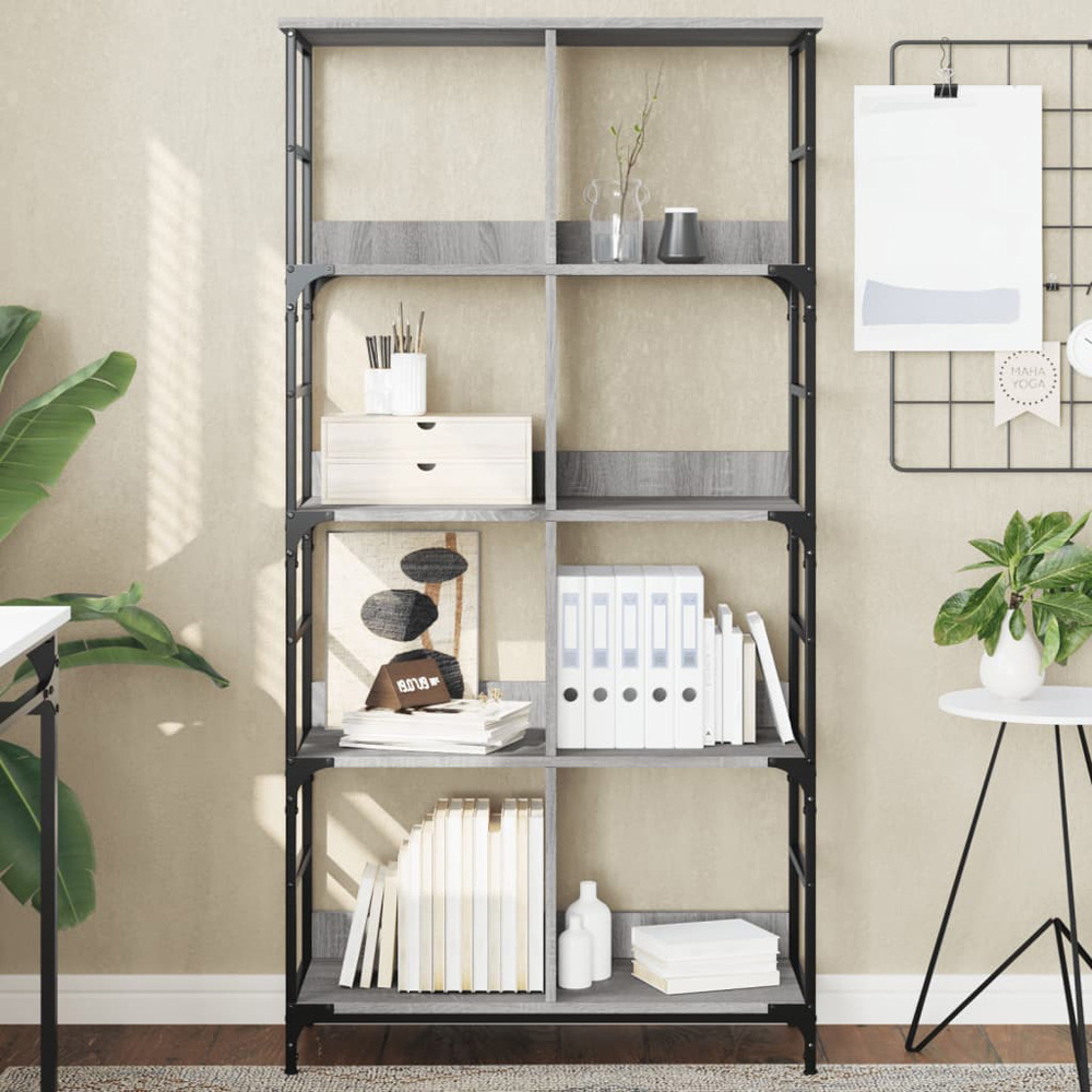 vidaXL 8 Open Shelf Grey Sonoma Bookshelf Image 1