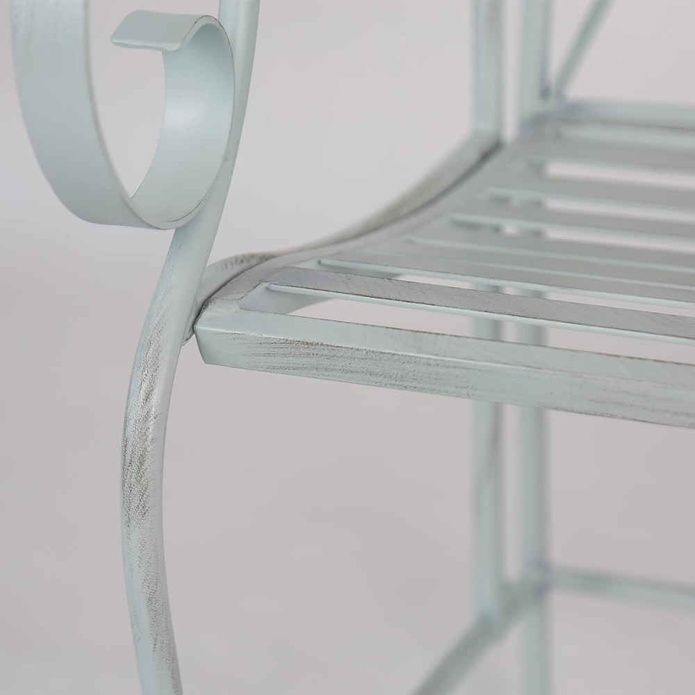 Glamhaus Pavia Antique Blue Garden Bench Image 7