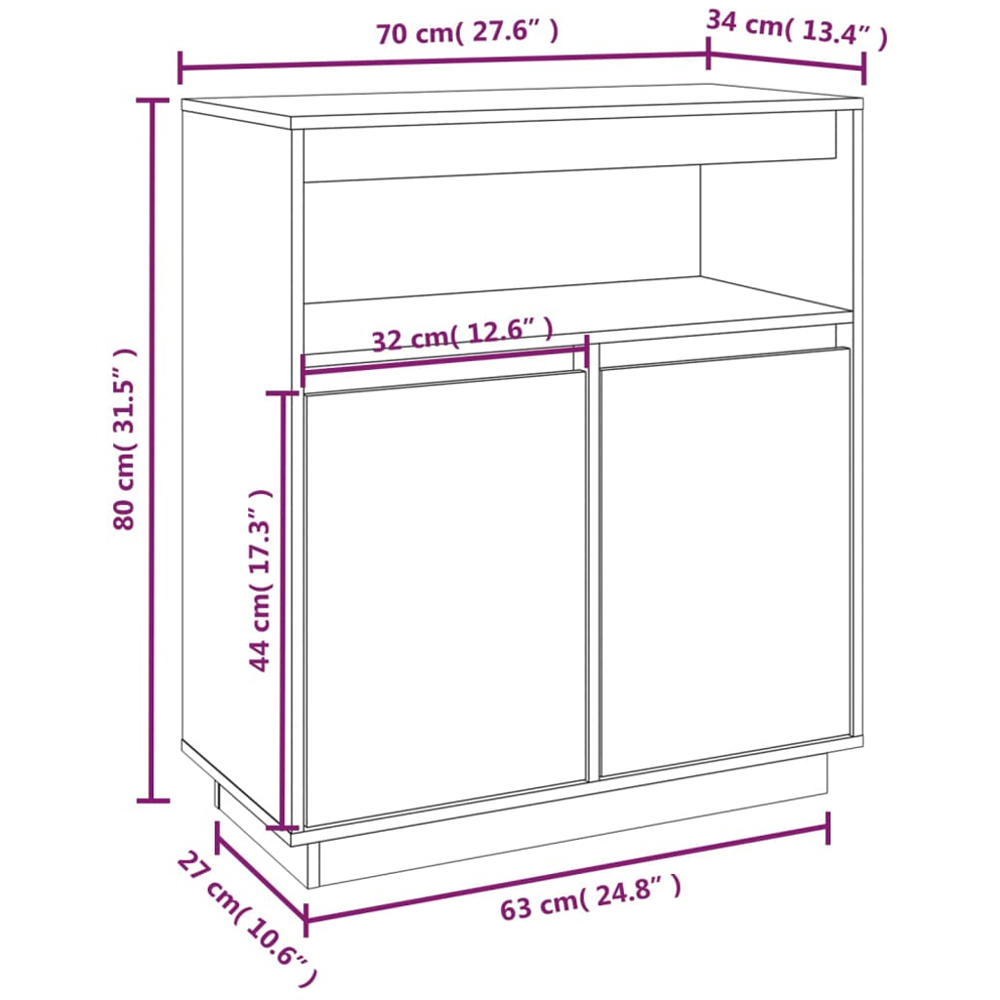 vidaXL 2 Door Single Shelf Sonoma Oak Sideboard Image 9