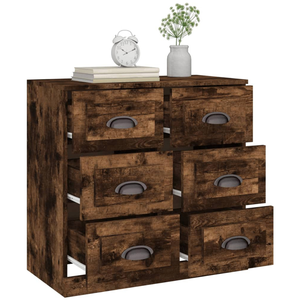 vidaXL 6 Drawer Smoked Oak Sideboard Image 5