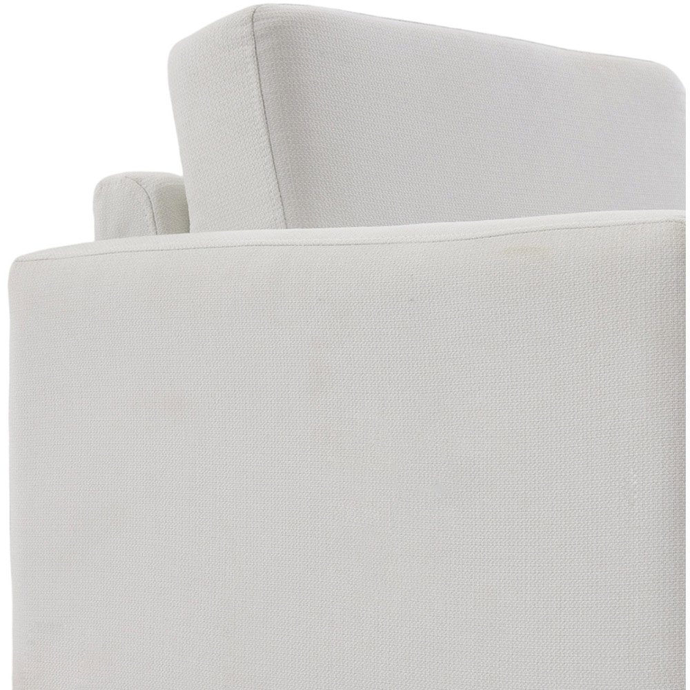 Living and Home Beige Linen Mid-Century Armchair Image 4