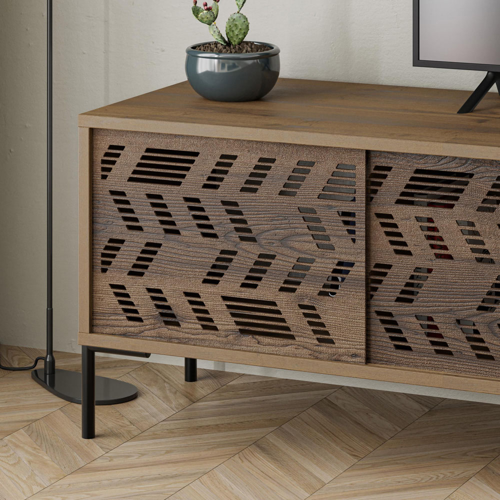 Decortie Dionysos 2 Door Single Drawer Single Shelf Dark Oak Effect TV Stand Image 3