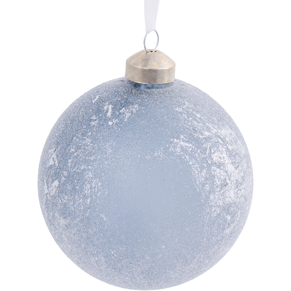 Alpine Lodge Blue and Silver Marbled Bauble Image 3