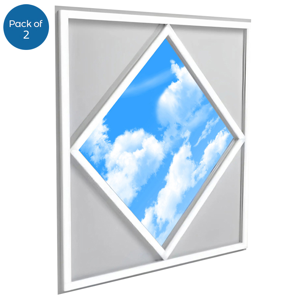 ENER-J 70W 6500K Cool White Diamond Sky and Cloud Ceiling LED Panel Light 2 Pack Image 1