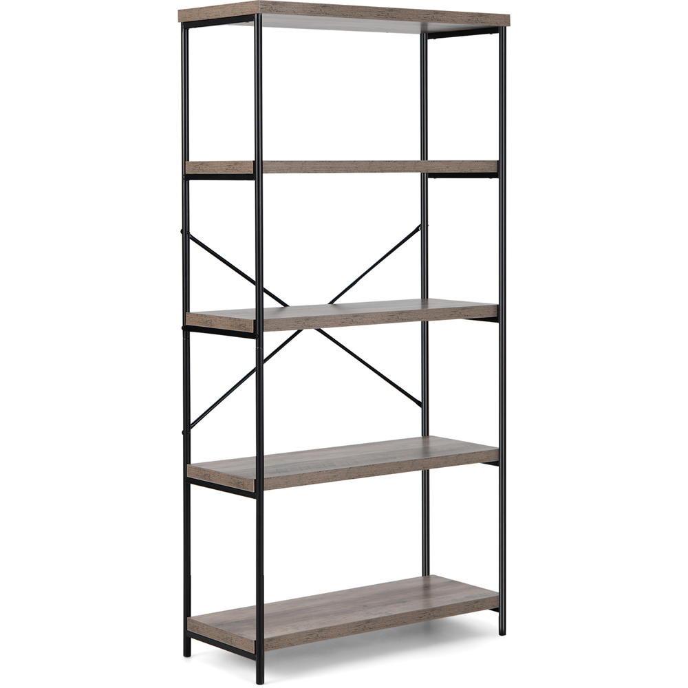 Costway 4 Shelf Grey Wooden Bookshelf Image 2