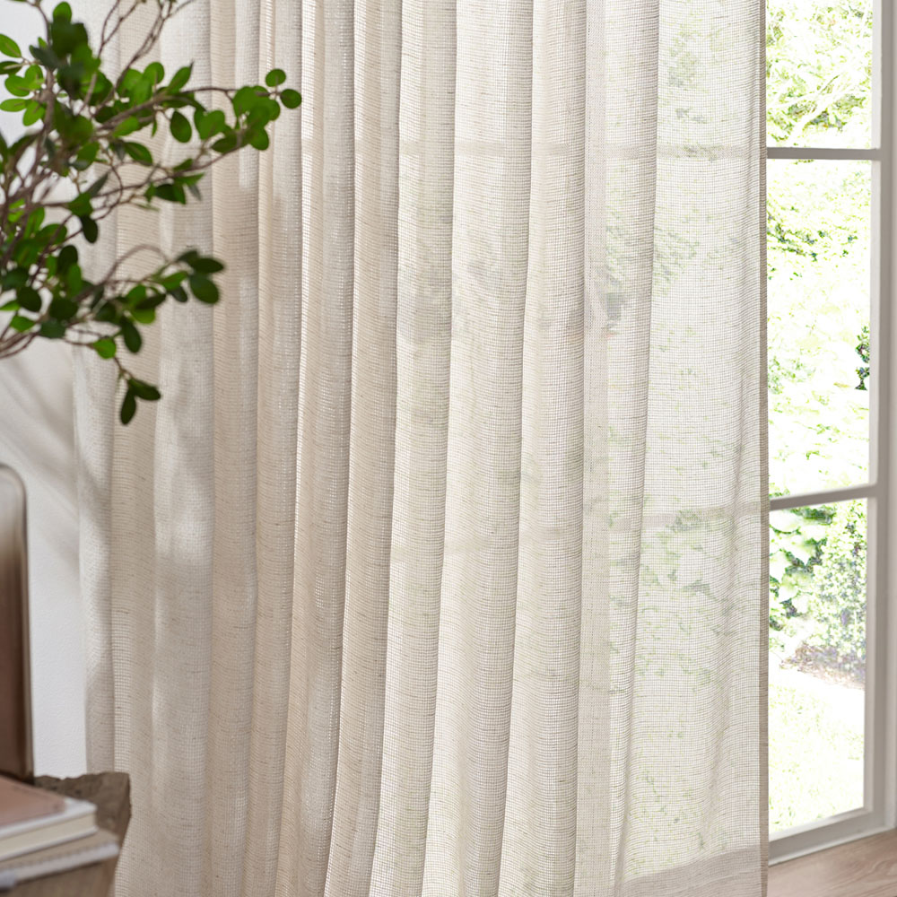 Yard Nimbus Natural Sheer Tie Top Curtain Panel 140 x 250cm Image 3