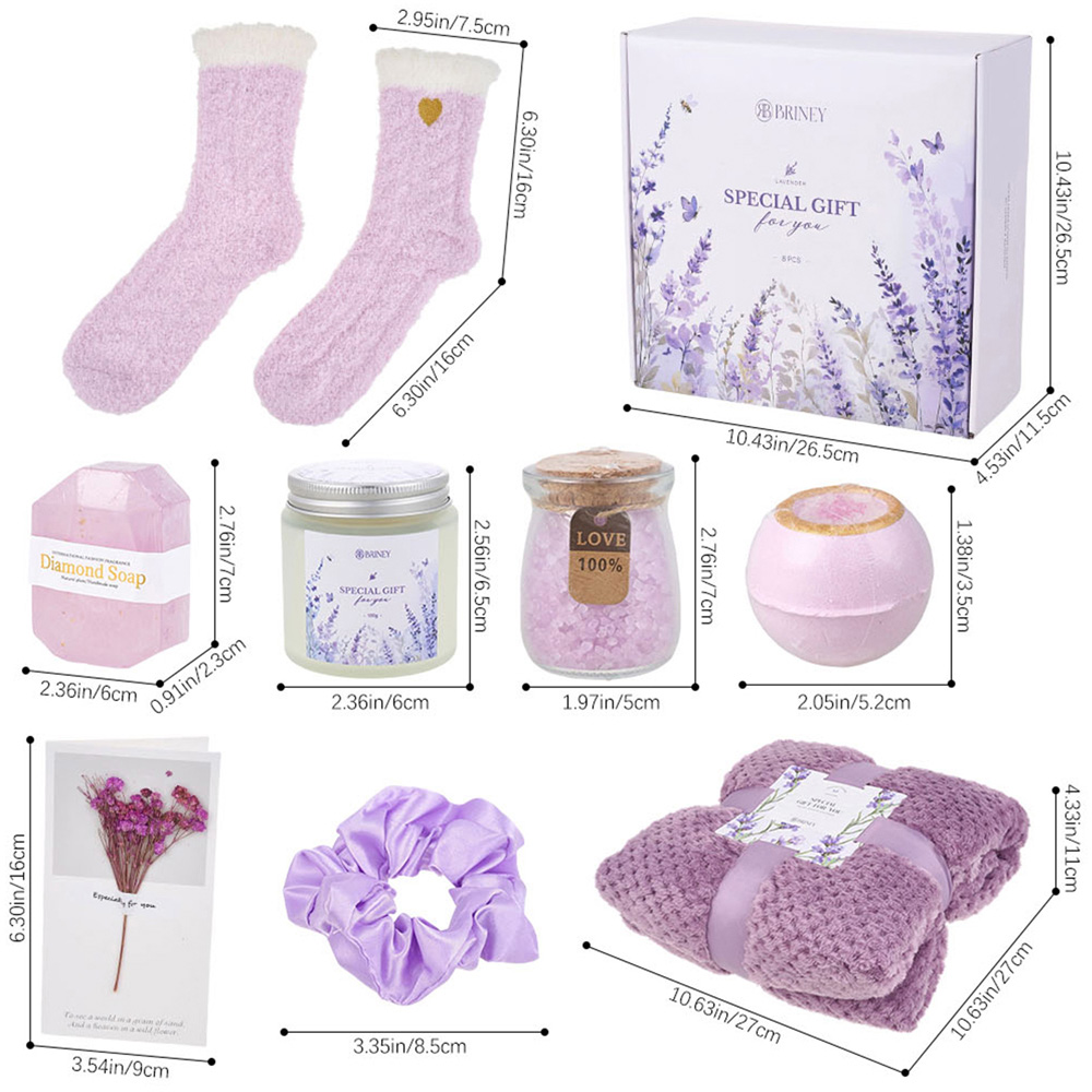 Living and Home Lavender Scented Spa Bath Gift Set with Candle Soap and Salts Image 6