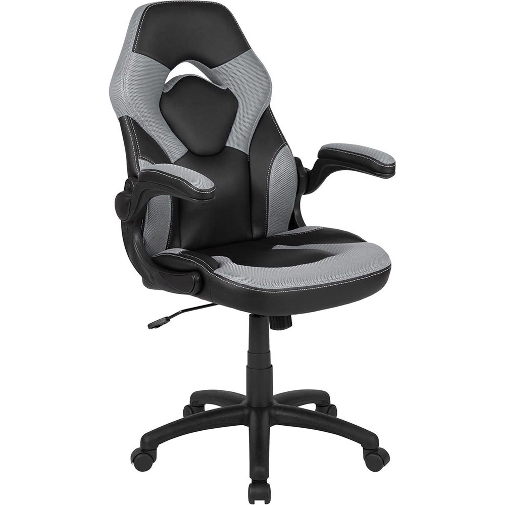 FWStyle X10 Black and Grey Faux Leather Racer Style Gaming Chair Image 2