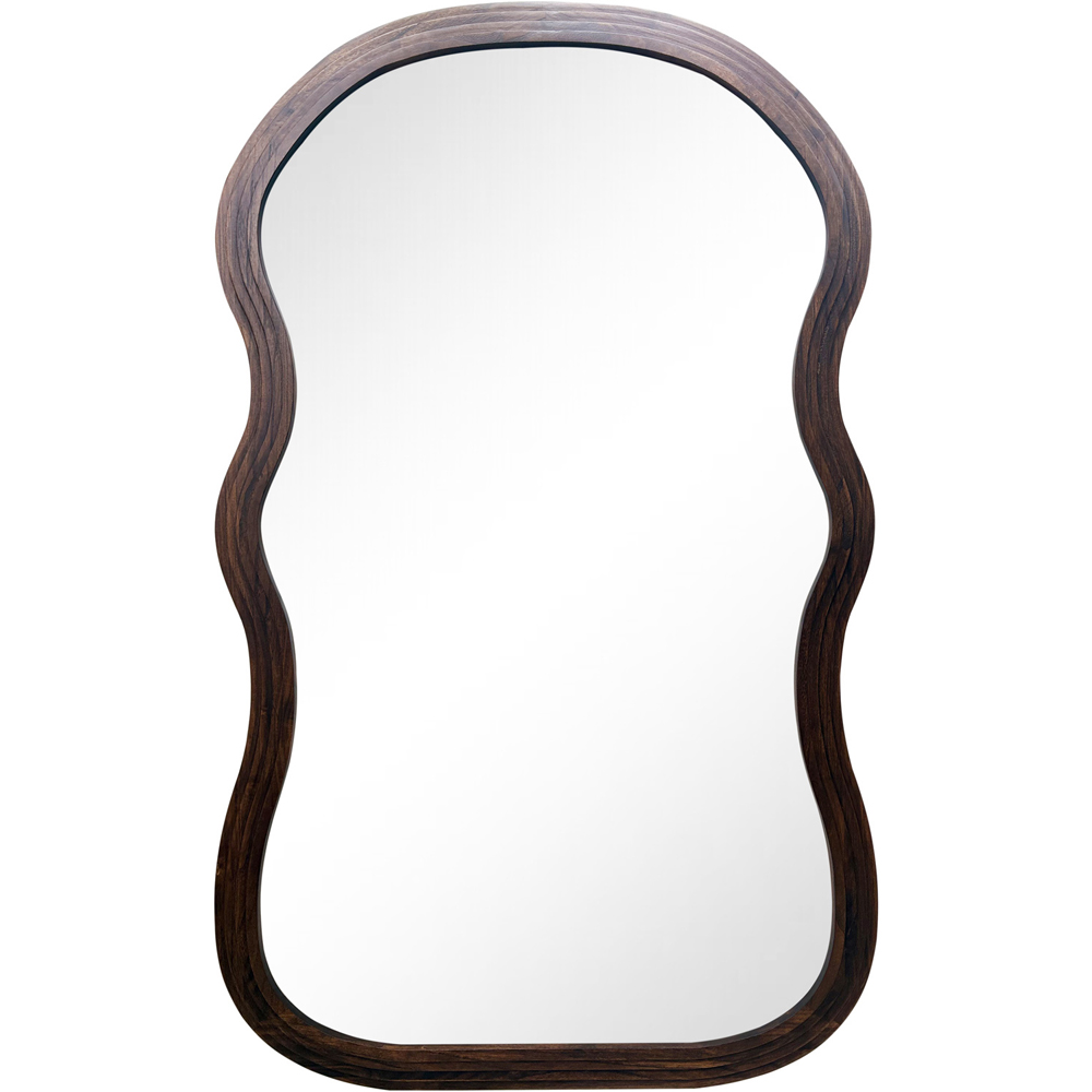 Dark Wood Stepped Wave Mirror Image 4