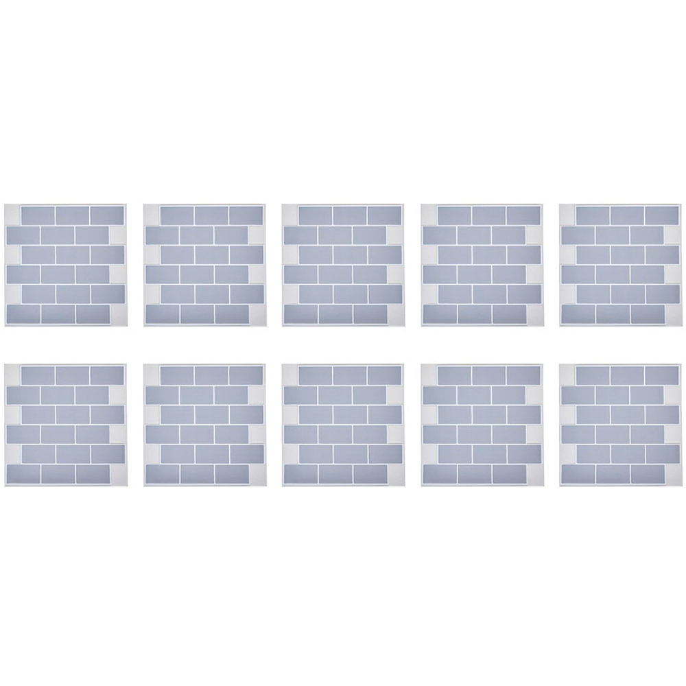 Living and Home Lattice Light Grey Peel and Stick Wall Tile Sticker Wall Tile Sticker 10 Pack Image 3