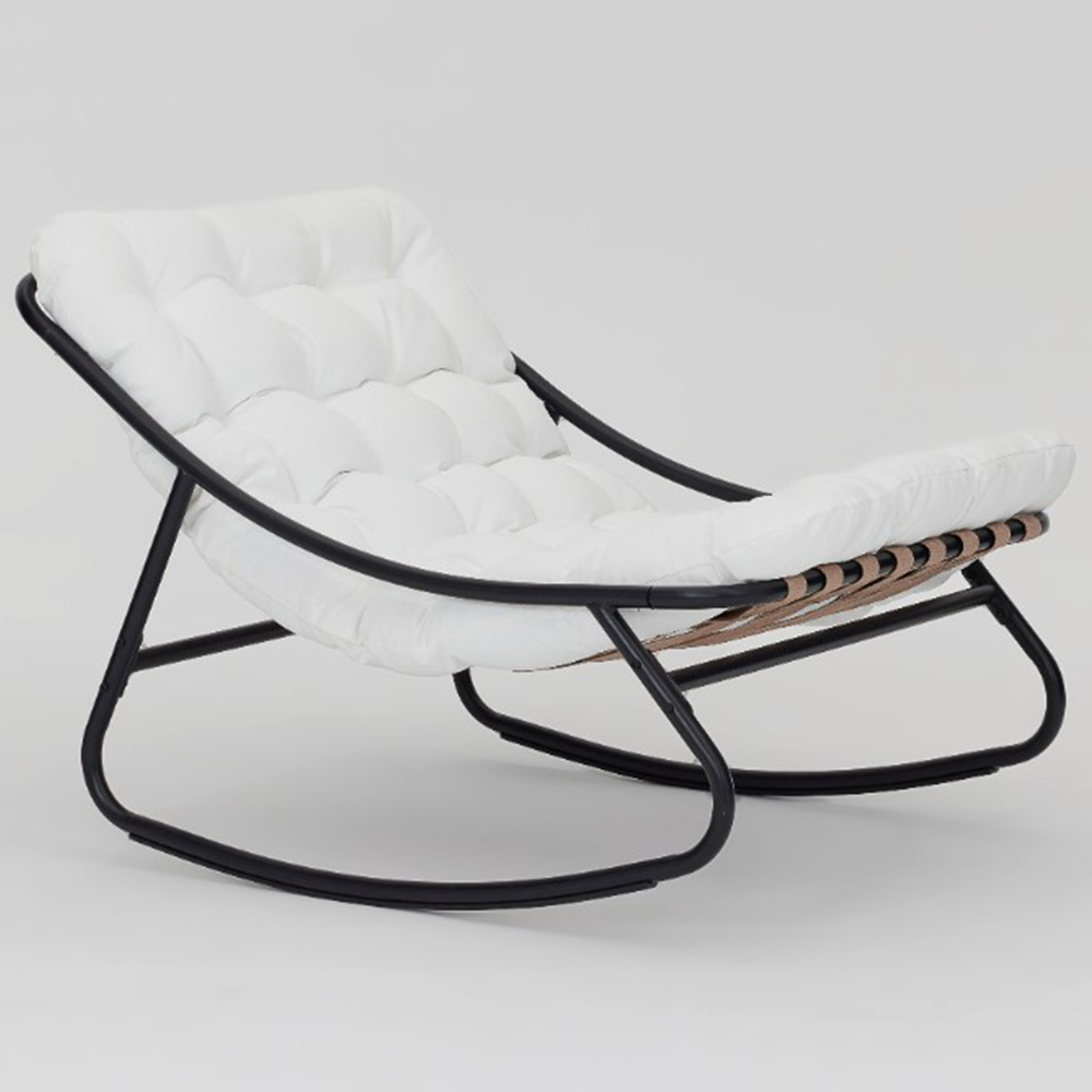 Home Detail Marbella Black Rocking Chair with Ivory Cushions Image 2