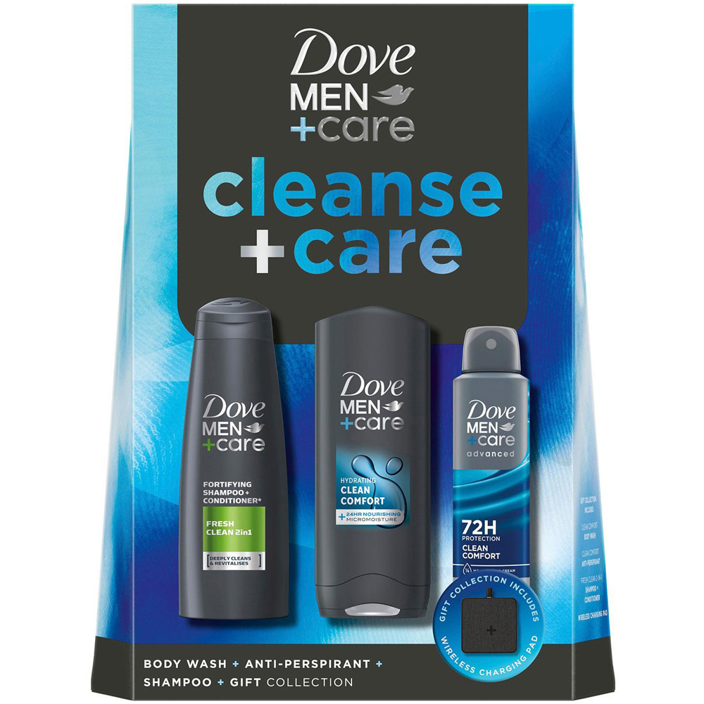 Dove Men+Care Cleanse+Care Bodywash Deodorant and Shampoo Gift Set Image 1