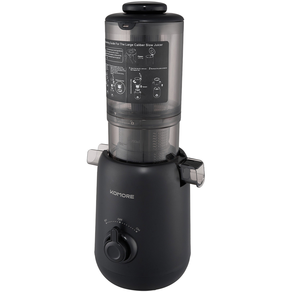Komore EK090050 Black Slow Masticating Cold Press Juicer with 130mm Chute 200W Image 1