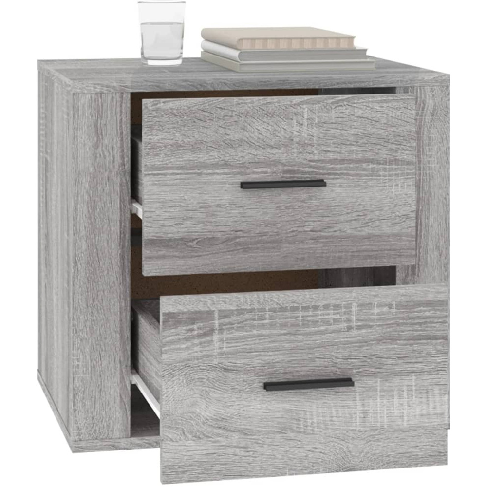 vidaXL 2 Drawer Grey Sonoma Bedside Cabinet Image 5