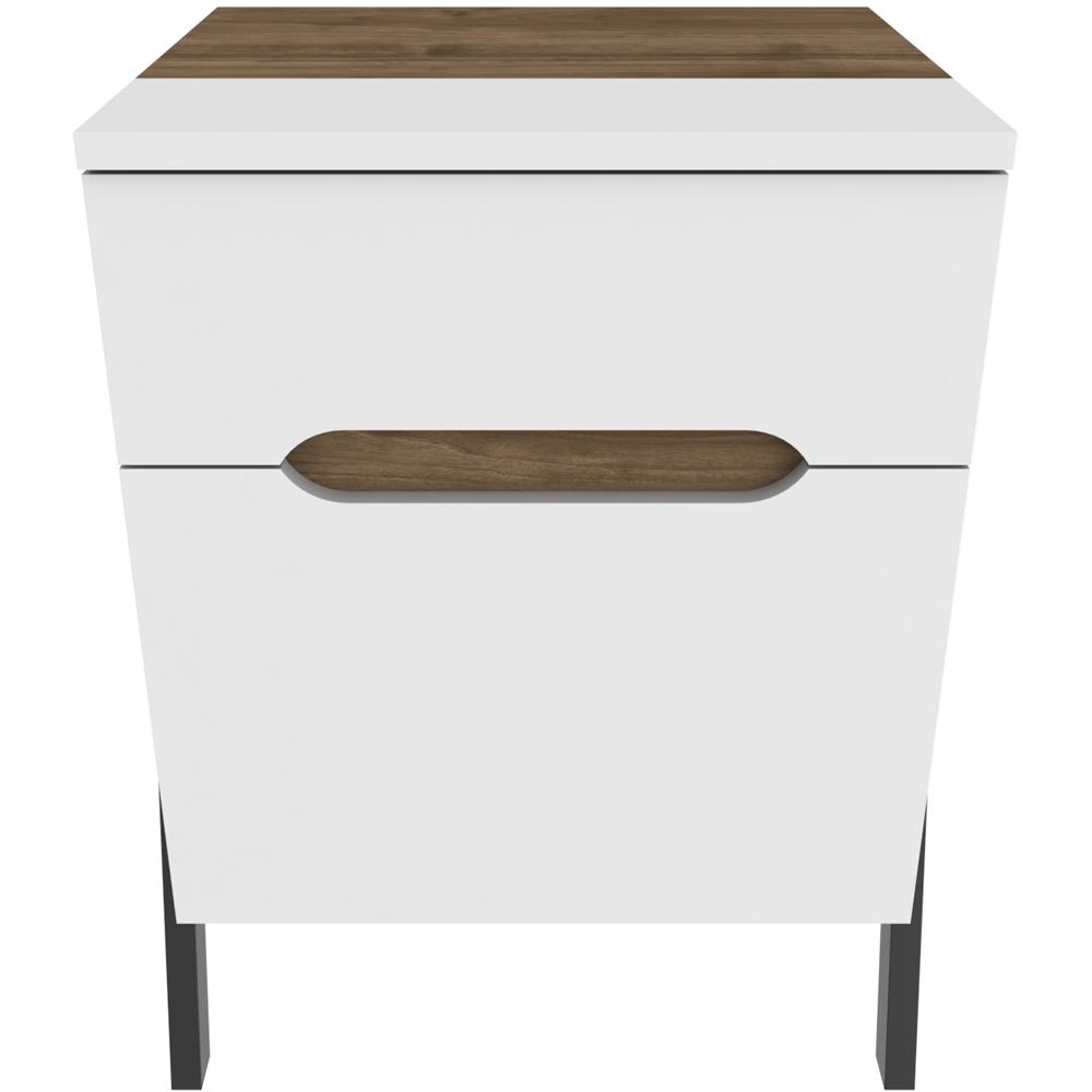 Decorotika Neva Single Door Single Drawer Walnut White and Black Side Table Image 5