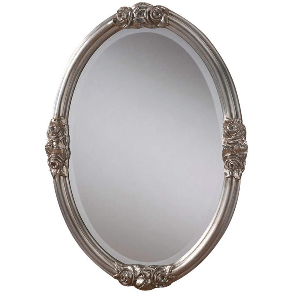 Yearn Silver Rose Oval Wall Mirror 81 x 61cm Image