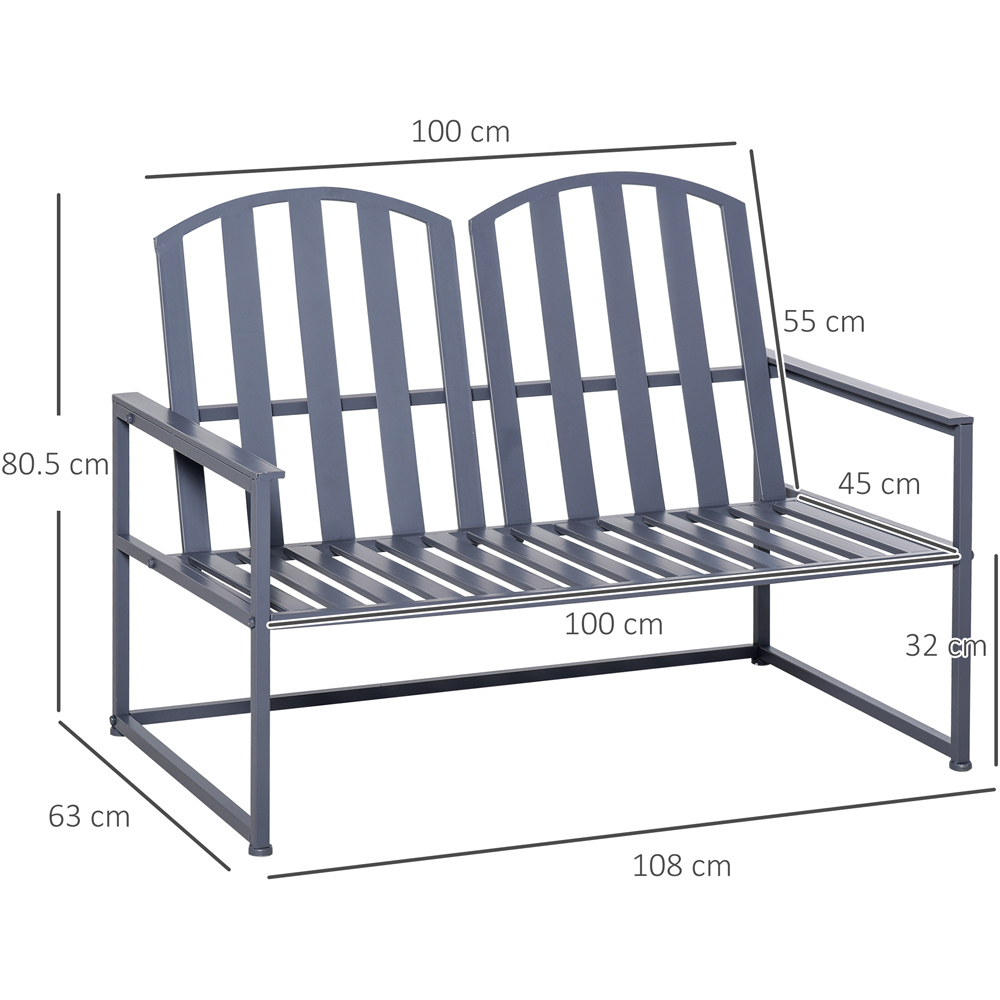 Outsunny 2 Seater Grey Bench Image 8