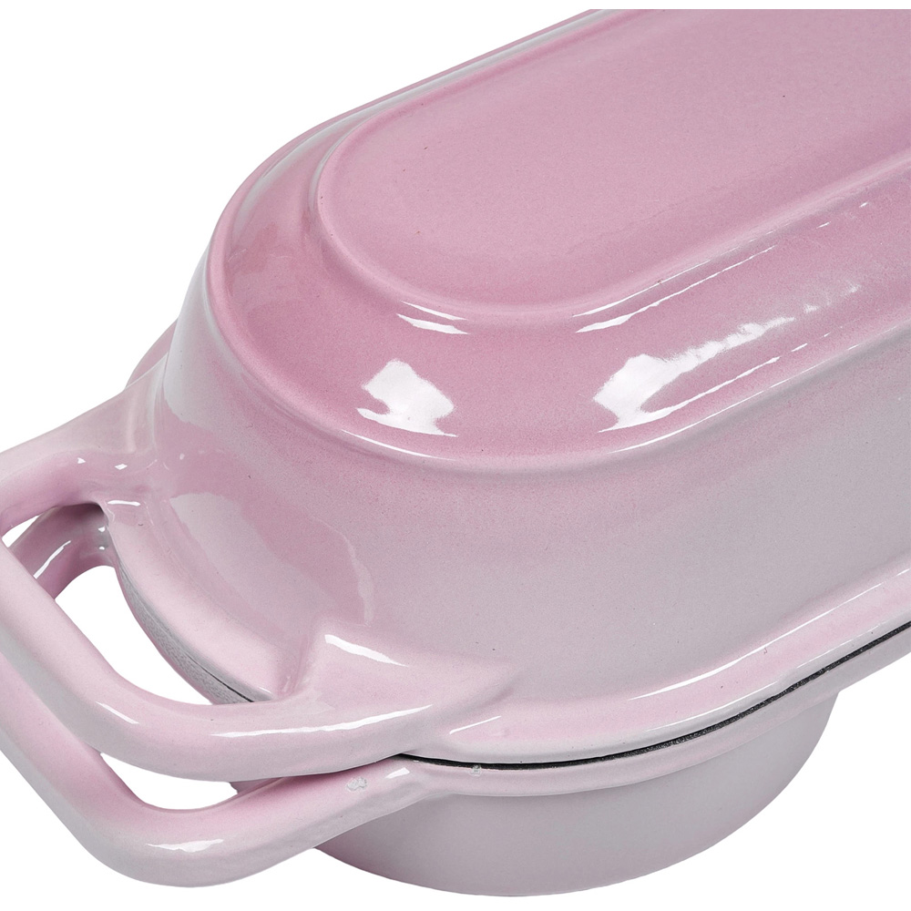 Living and Home Pink Oval Enamelled Cast Iron Double Loaf Bread Pot Image 5