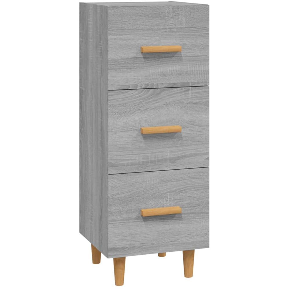 vidaXL 3 Drawer Grey Sonoma Wooden Sideboard Image 2
