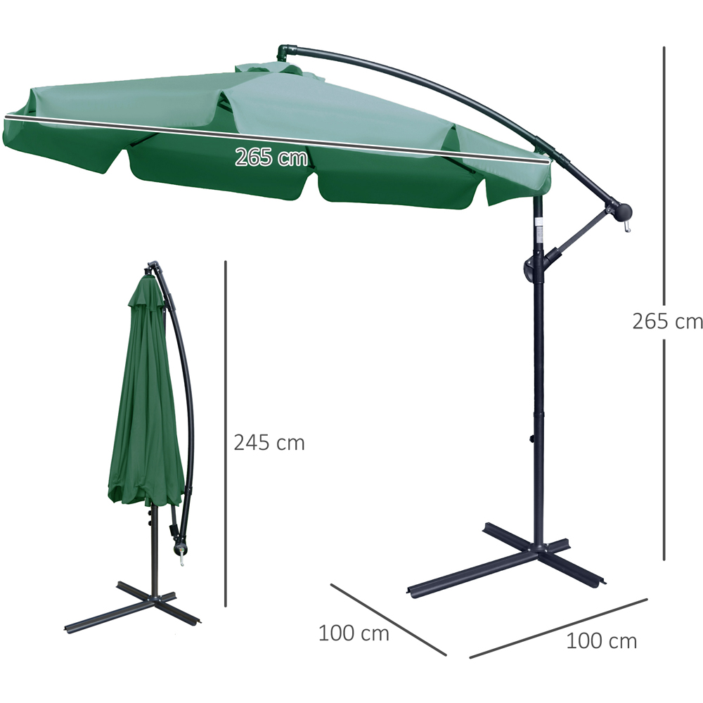 Outsunny Green Cantilever Parasol with Cross Base 2.7m Image 7