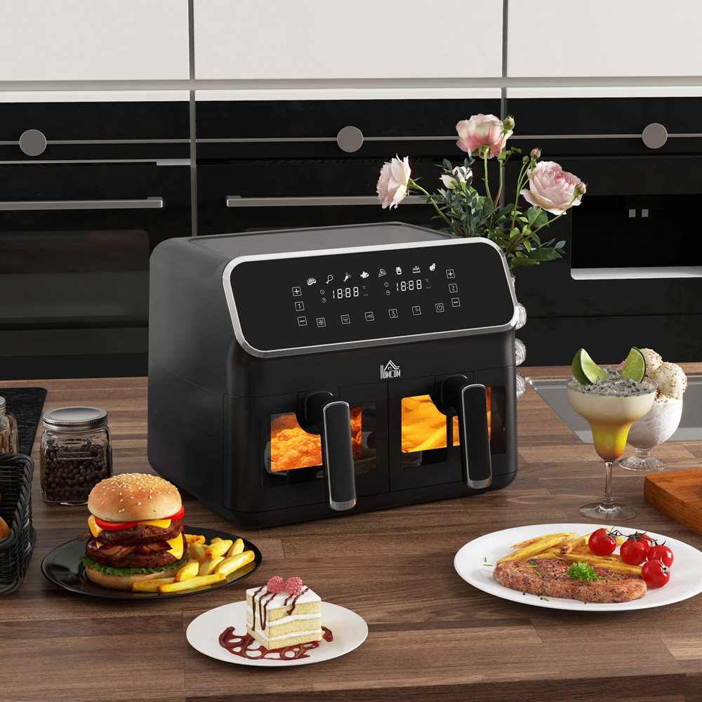 HOMCOM 800-191V70BK Black 8L Dual Zone Air Fryer 2700W Image 2