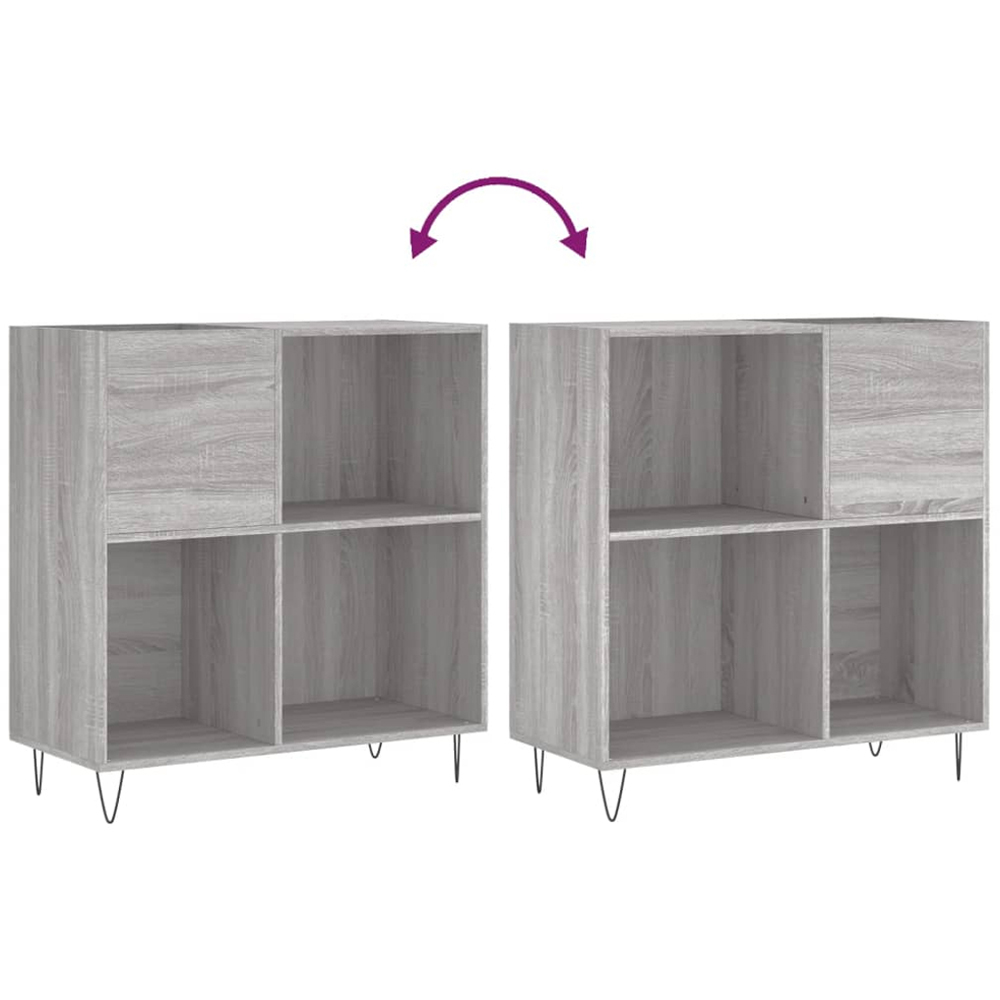 vidaXL 3 Shelf Grey Sonoma Record Cabinet Image 7
