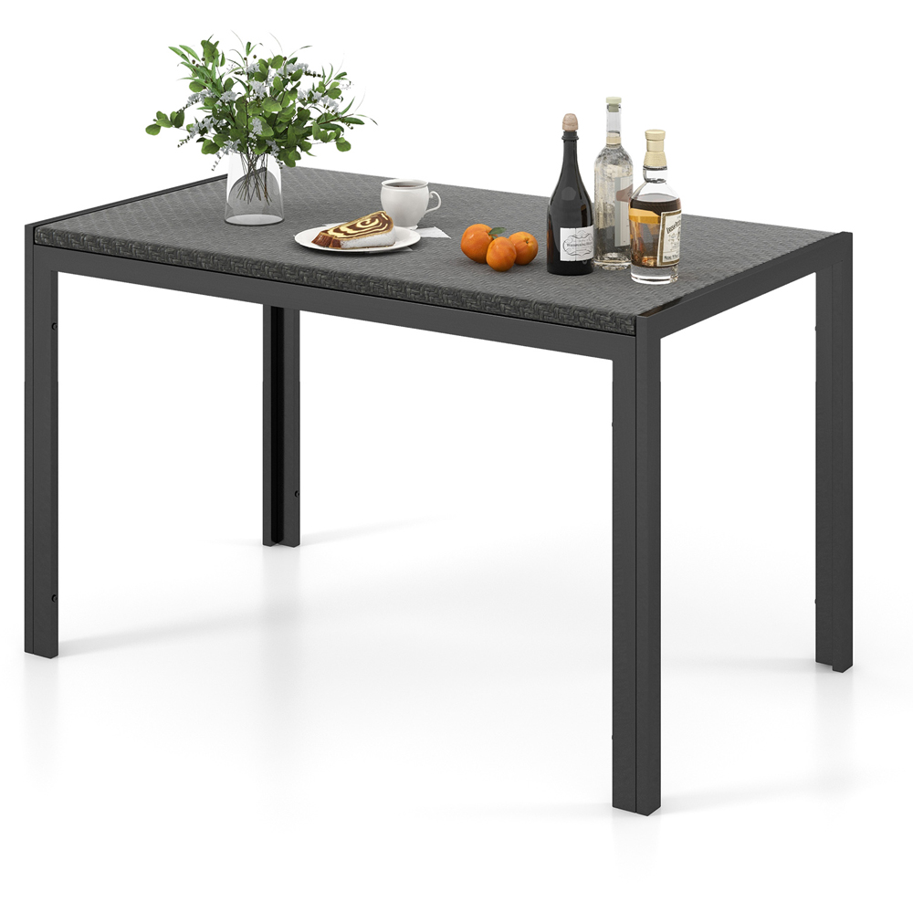 Costway 6 Seater Rectangular Wicker Dining Table Brown Image 3