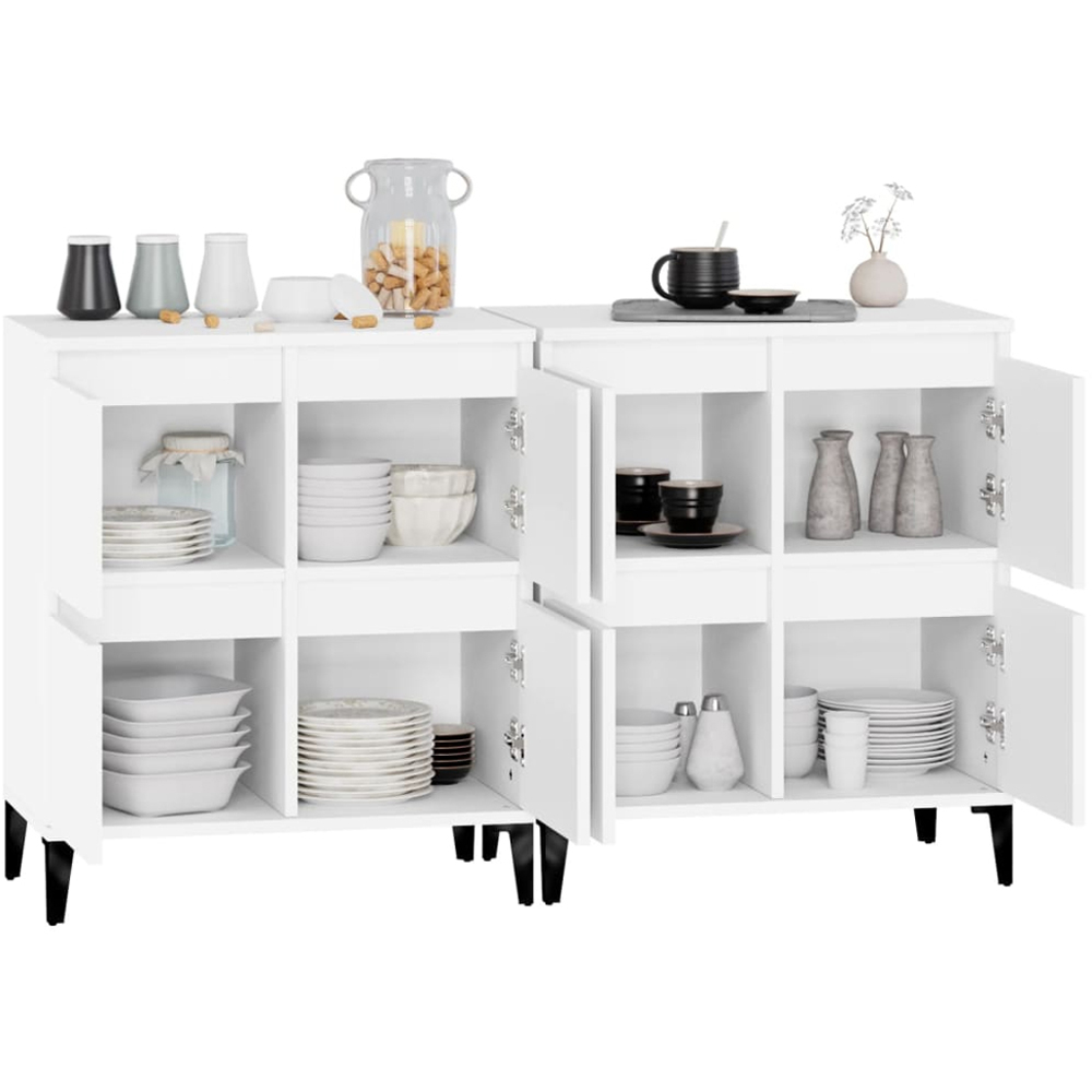 vidaXL 4 Door White Sideboard 2 Piece Image 4