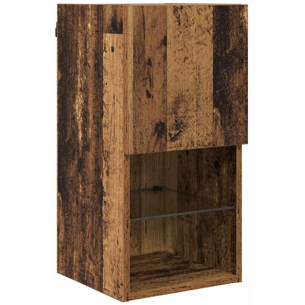 vidaXL Single Door 2 Shelf Old Wood Wall Mounted LED TV Unit Set of 2 Image 6