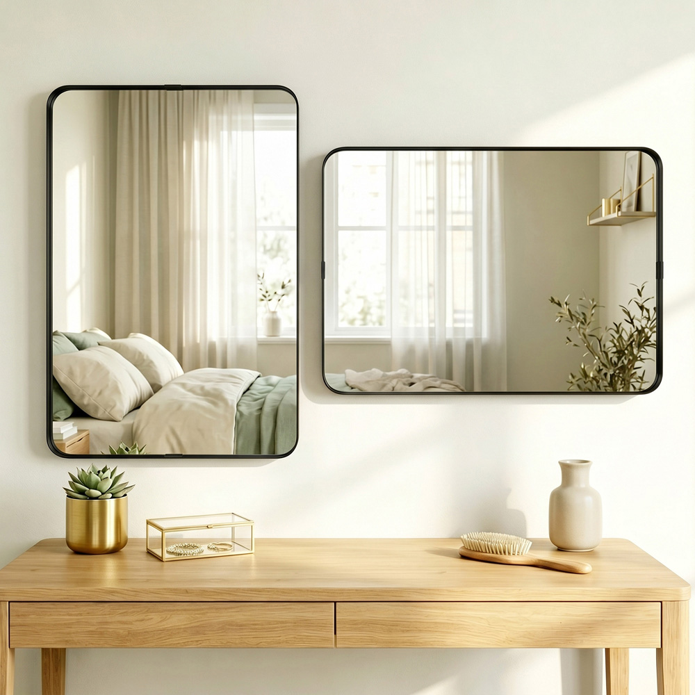 HOMCOM Black Wall Mounted Rectangular Wall Mirror 90 x 60cm Image 4