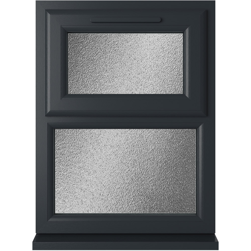 Crystal uPVC Double Glazed Window Top Hung Over Fixed Light Grey White Obscure Glass 610x820mm Image 1