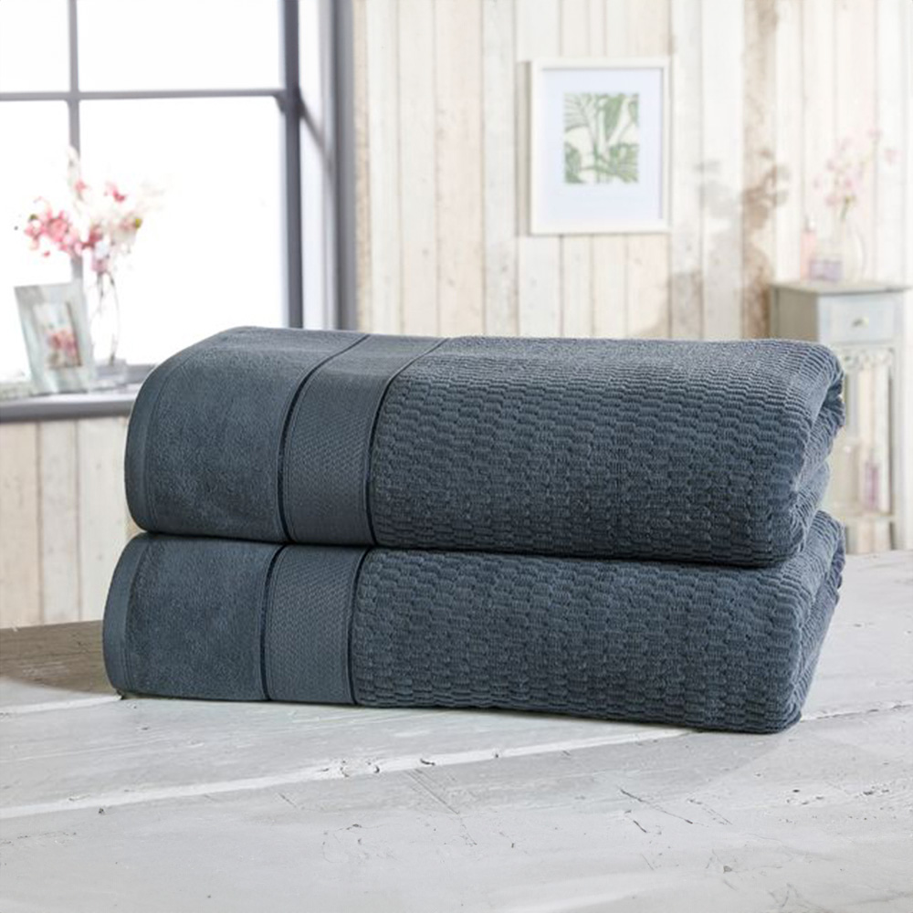 Rapport Home Royal Velvet Pure Cotton Blue Bath Sheet Set of 2 Image 2