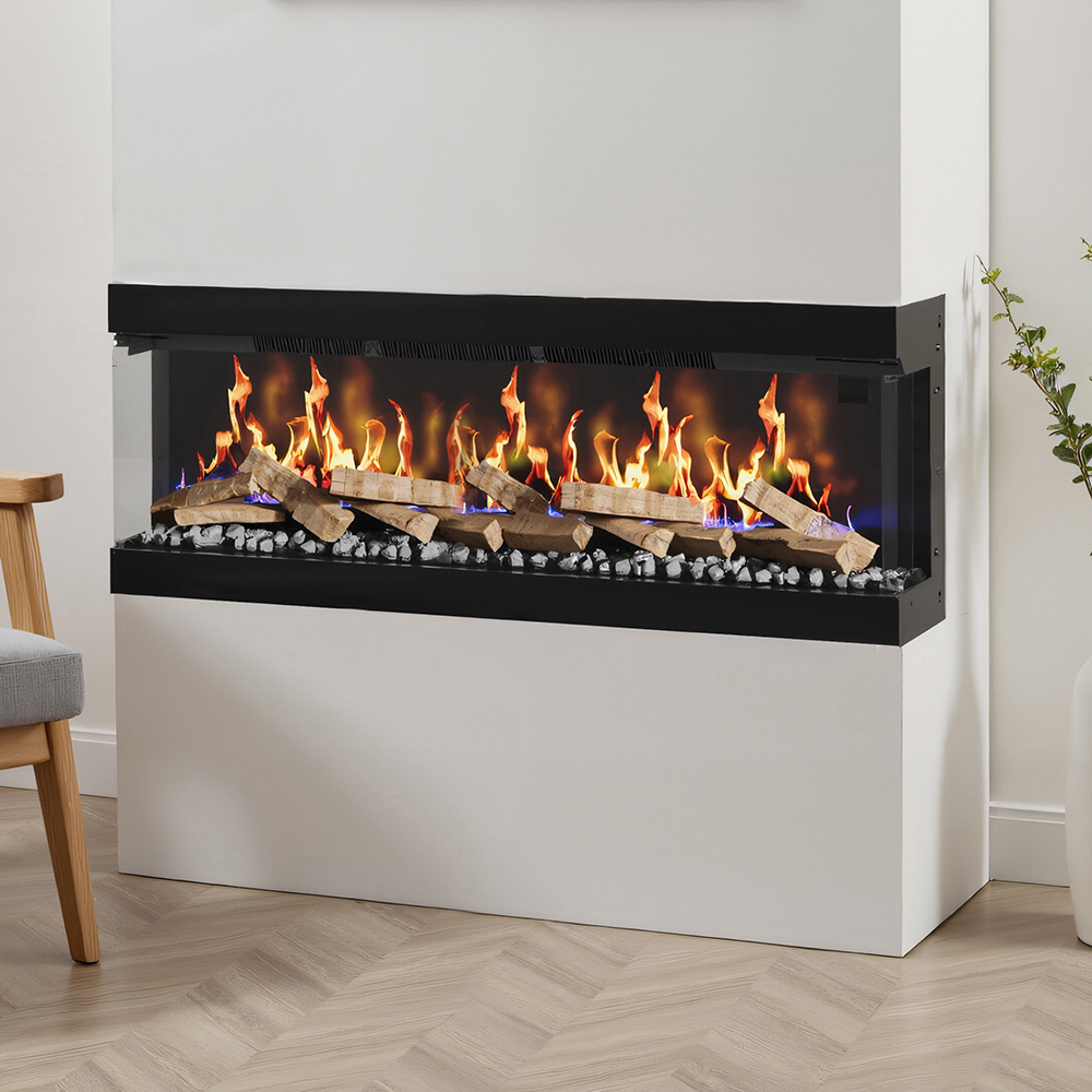 Living and Home 3-Sided Black Smart Electric Fireplace with Remote Control 49 inch Image 2