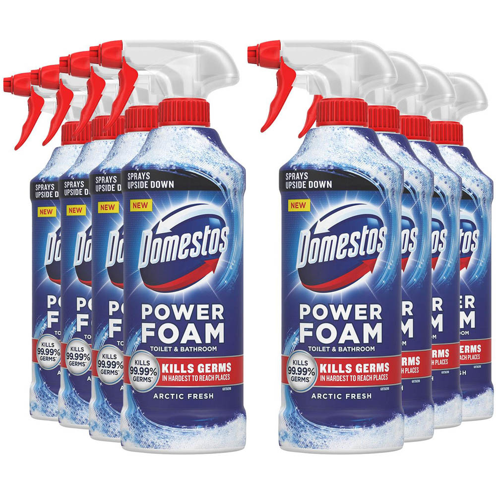 Domestos Power Foam Arctic Fresh Toilet and Bathroom Cleaner Spray 450ml 6 Pack Image 1