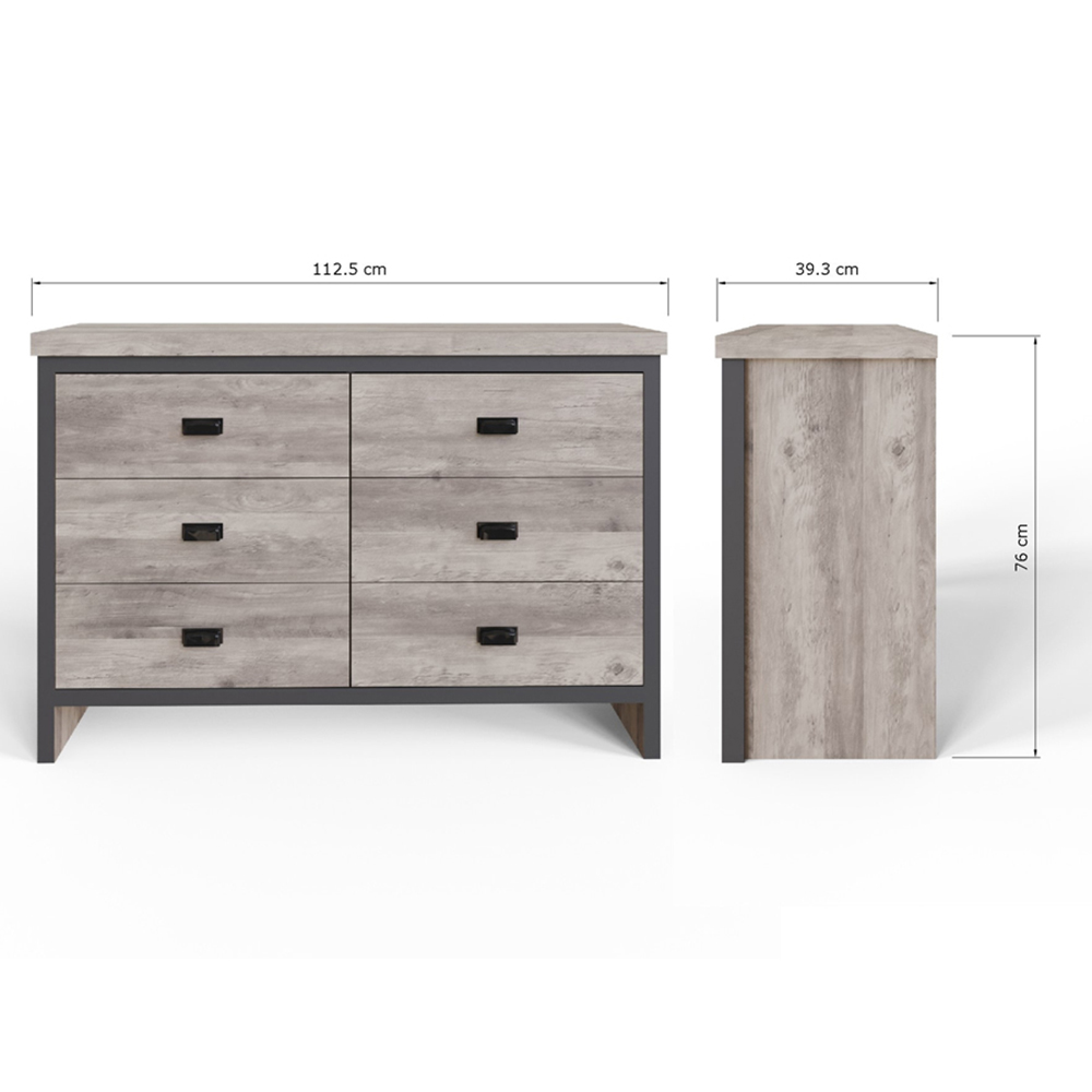 GFW Boston 6 Drawer Grey Chest of Drawers Image 9