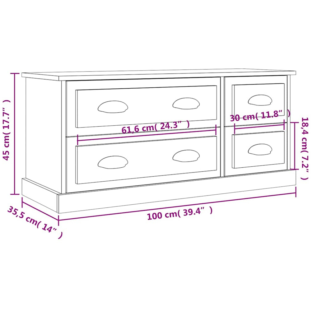 vidaXL 4 Drawer Concrete Grey TV Cabinet Image 9