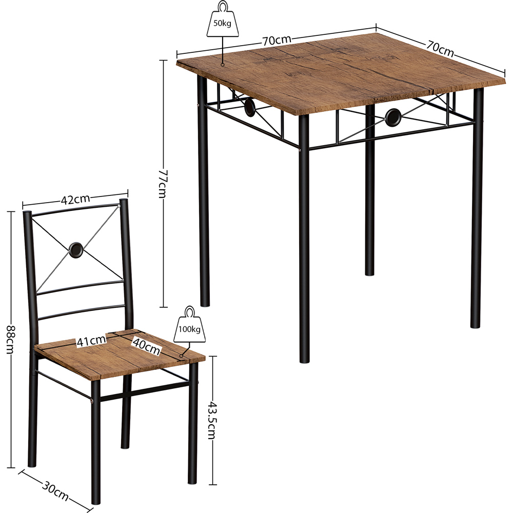 Vida Designs Roslyn 2 Seater Square Dining Set Dark Wood Image 9