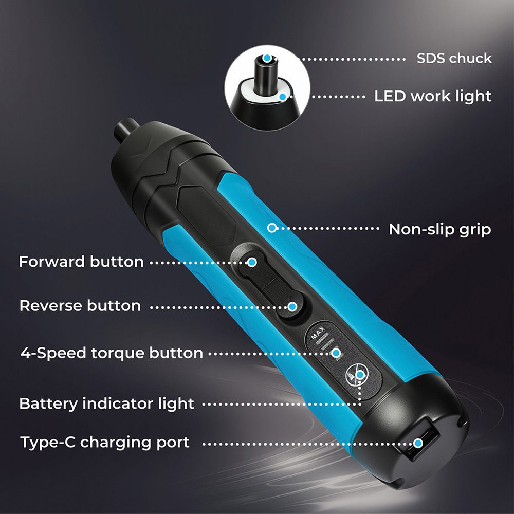 Traderight 4V Cordless Electric Dual Mode Screwdriver Set with Battery Image 4