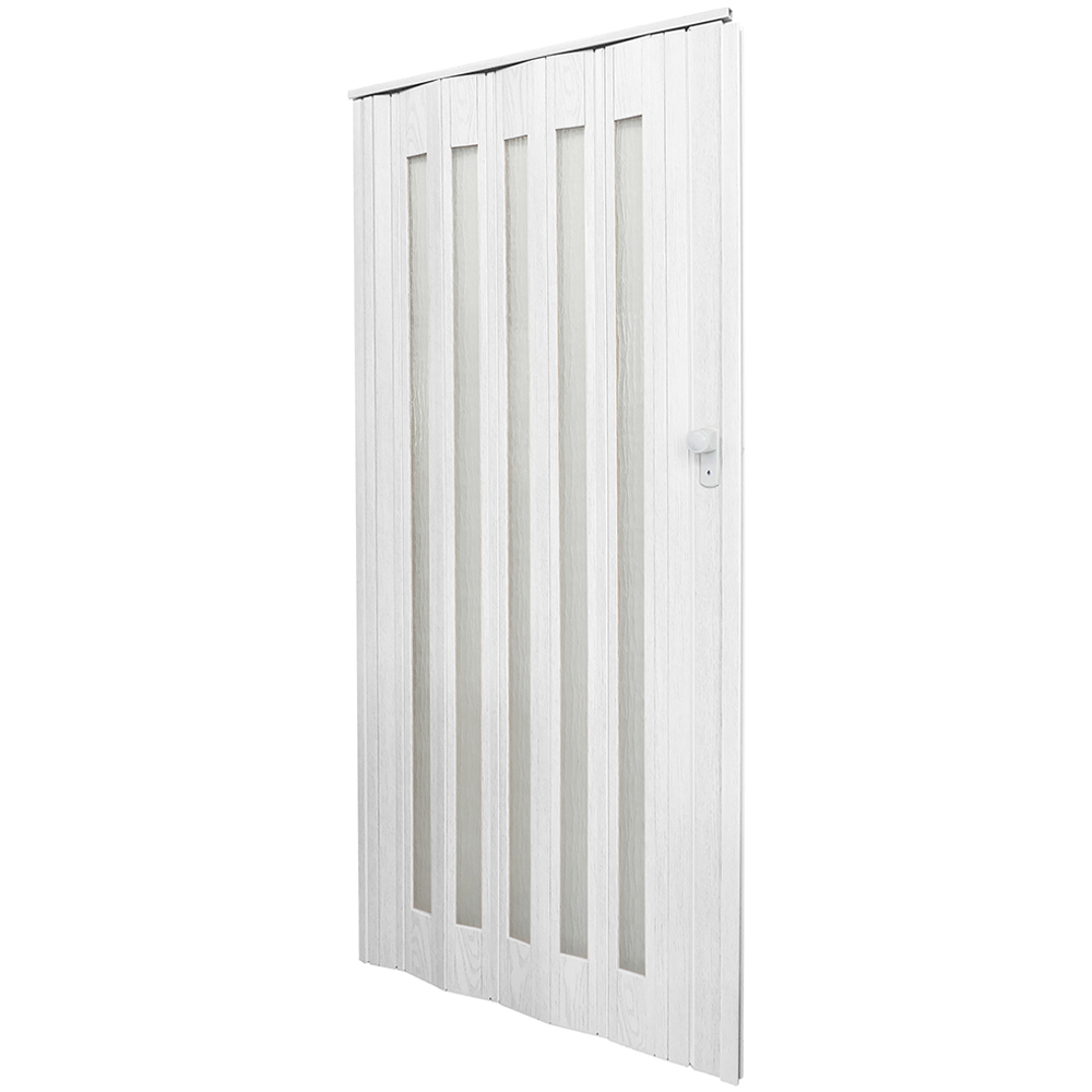 Living and Home Accordion White PVC and Acrylic Folding Door 87 x 203cm Image 1